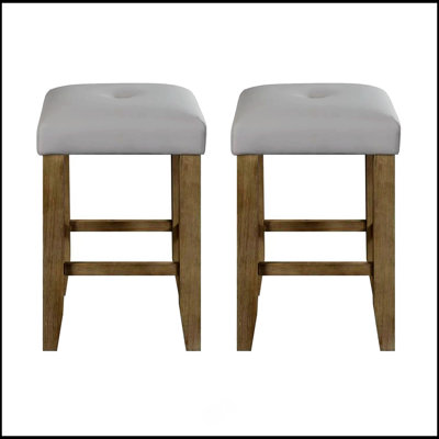 Set Of 2 PU Leather Upholstered Counter Height Stools