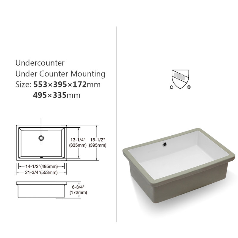 Lavabo de salle de bain rectangulaire Modern