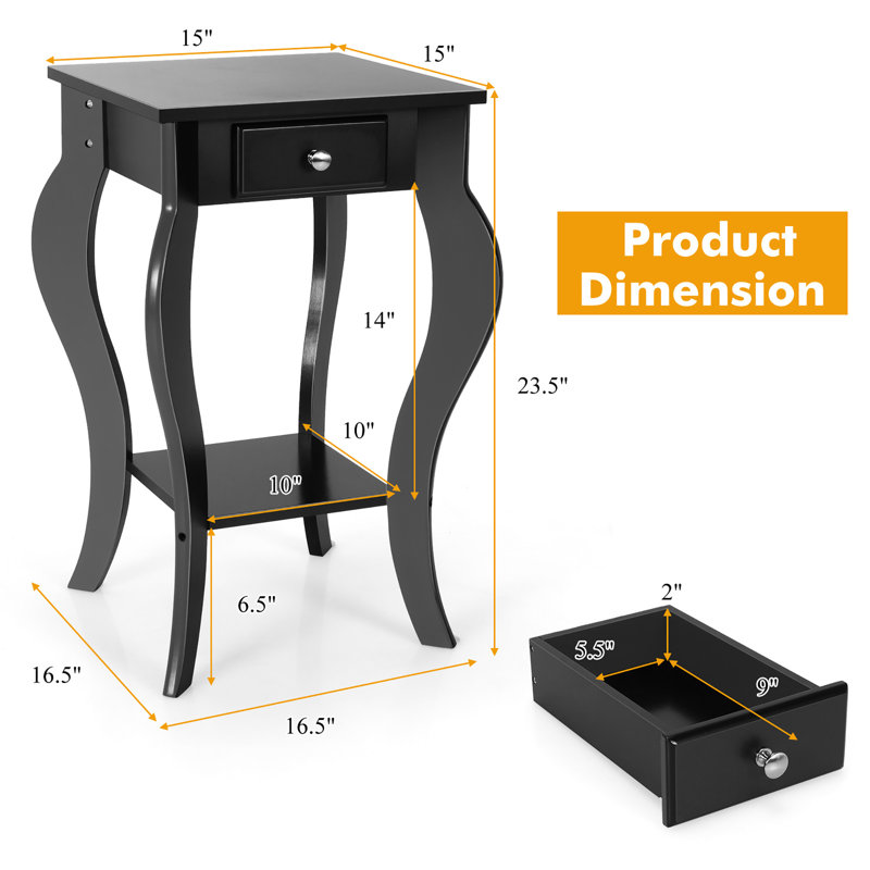 Table de chevet pour chambre à coucher, Noir