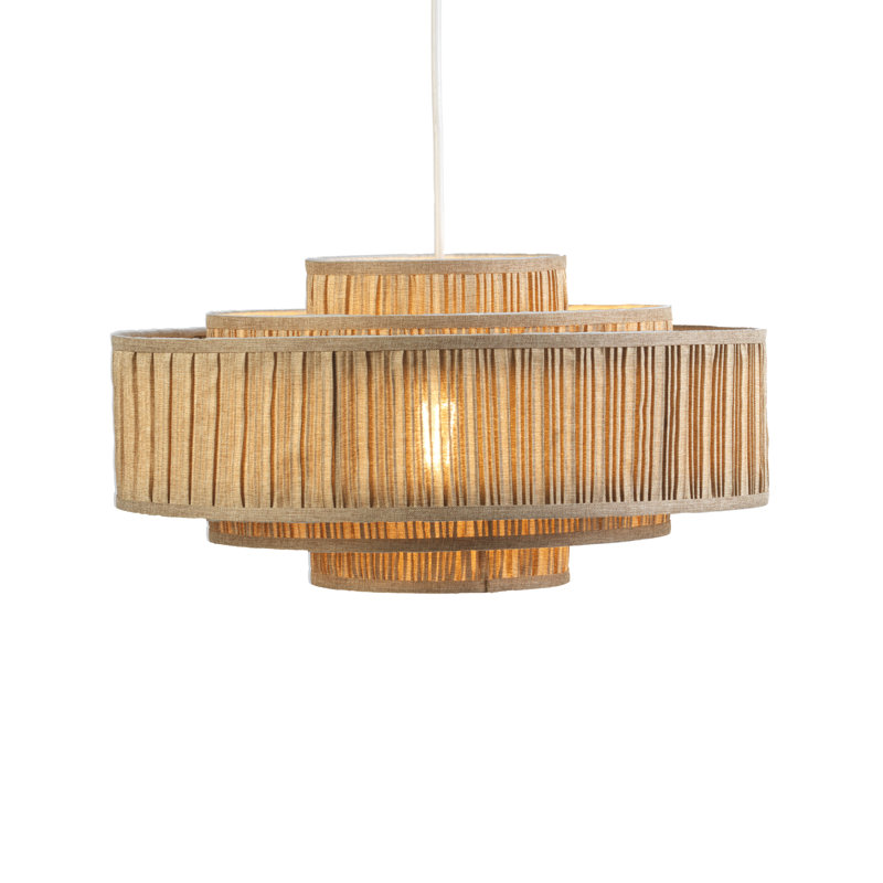 24 cm H Round Pendant Shade ( Clip On ) in Beige