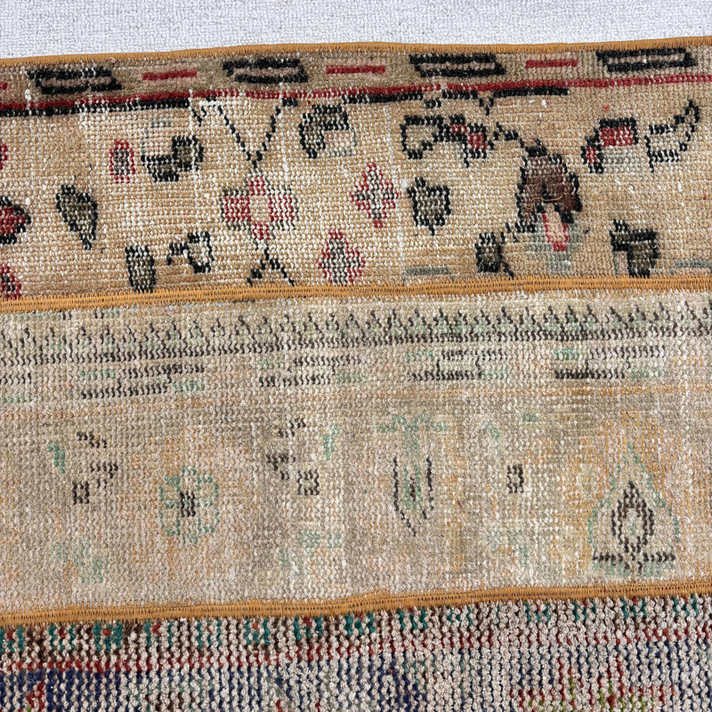Vintage Wool Patchwork Rug, 44.9x92.9 Inch Beige Area Rug