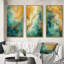 «Morning Bliss» or et bleu sarcelle art marbré - ensemble de 3 impressions-1392376461-1392376460