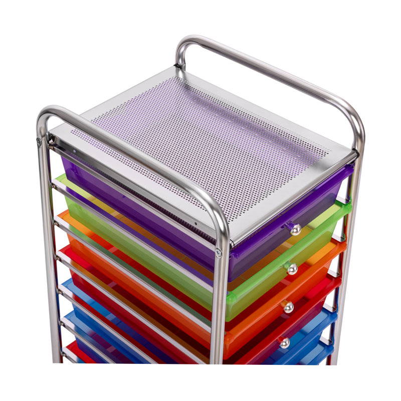 10 Drawer Storage Organizer Cart, Translucent Multi-Color
