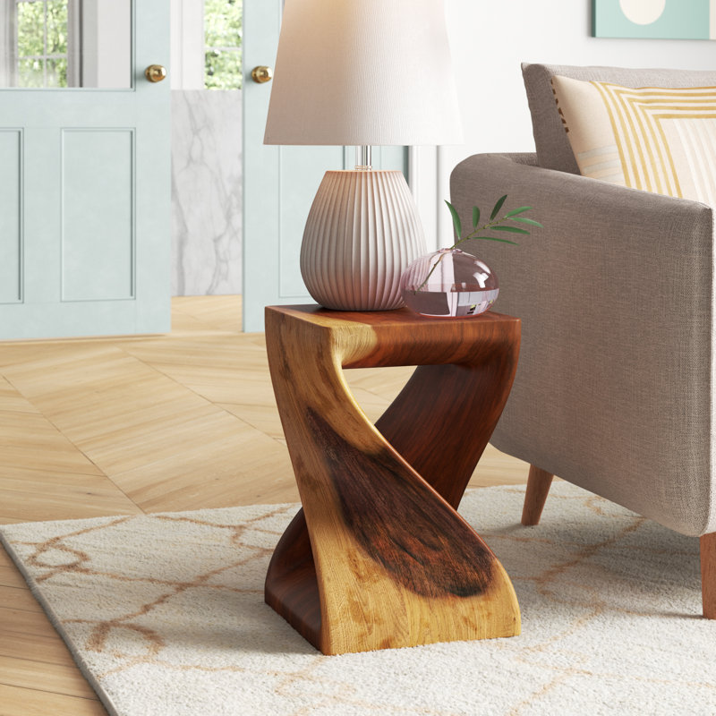 Amardev Solid Wood End Table, 18" H x 12" W x 12" D, Noyer
