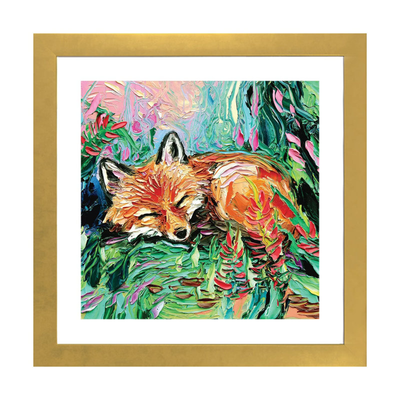 "Kit" par aja Trèves, reproduction d’art, H 24 po x l 24 po x p 1 po, Papier encadré doré, Blanc