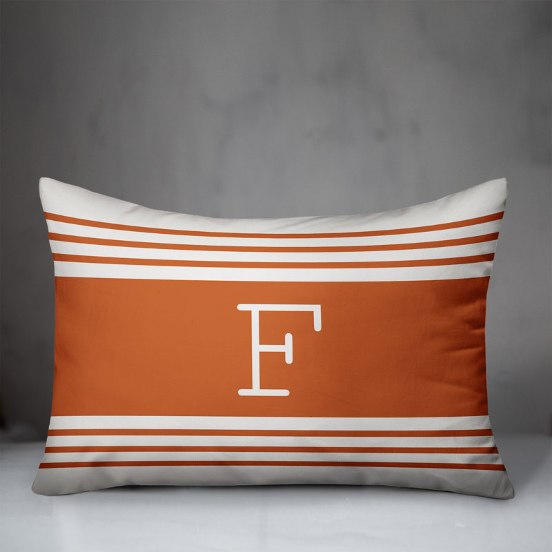 Striped Throw Pillow, F, Orange