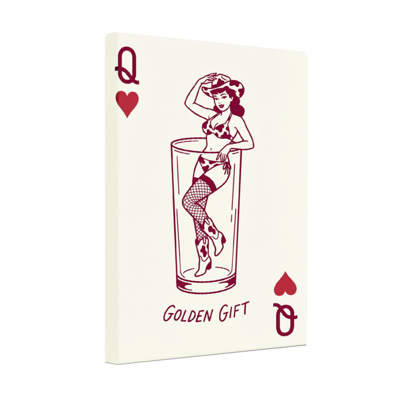 Fashion Queen Of Hearts Pinup en verre, H 18 po x l 12 po