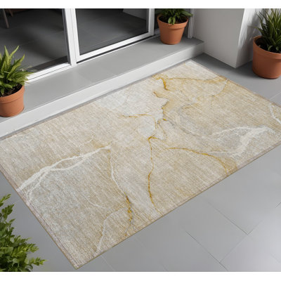 Tapis beige lavable abstrait intérieur / extérieur