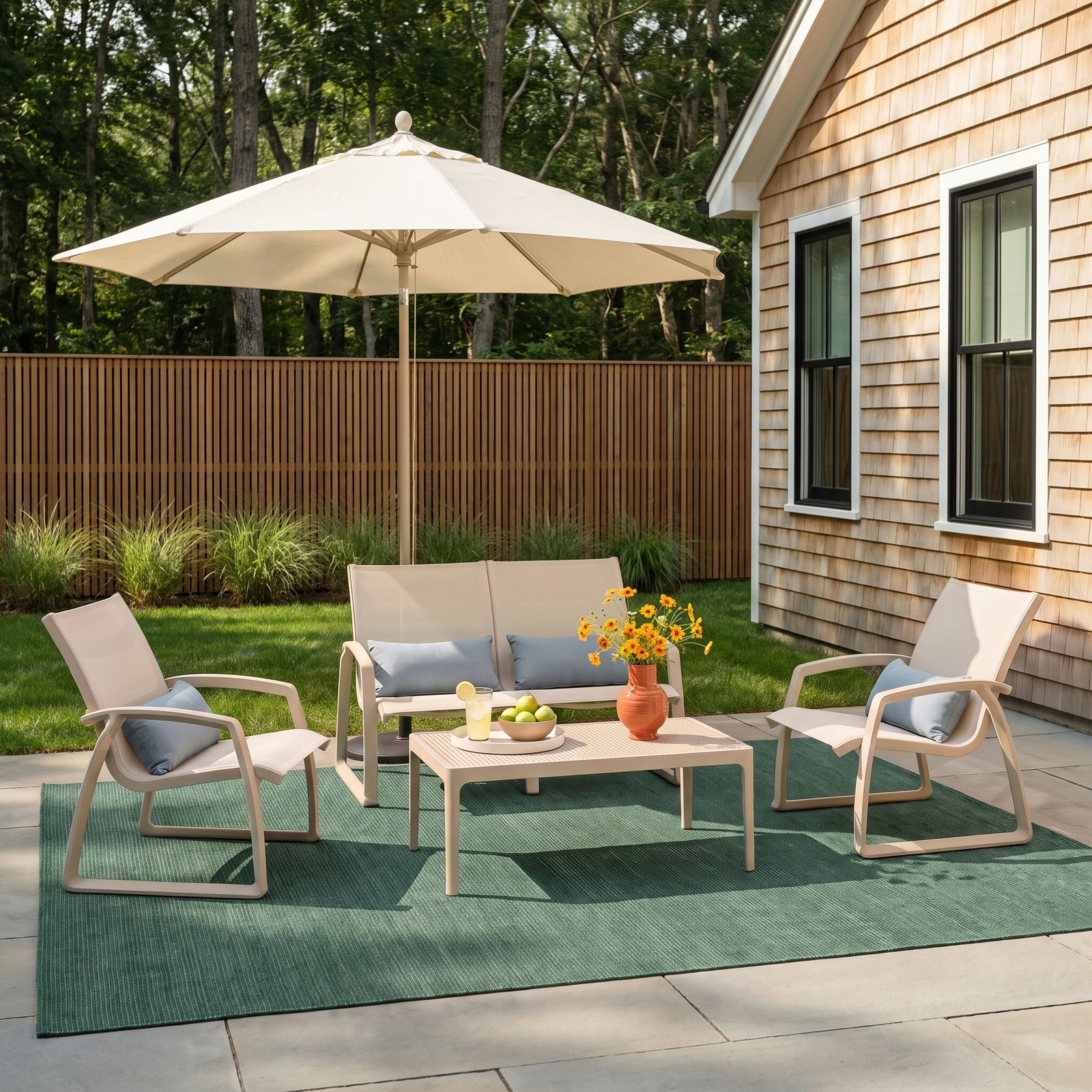 Farrah 4 - Person Patio Conversation Set, Taupe
