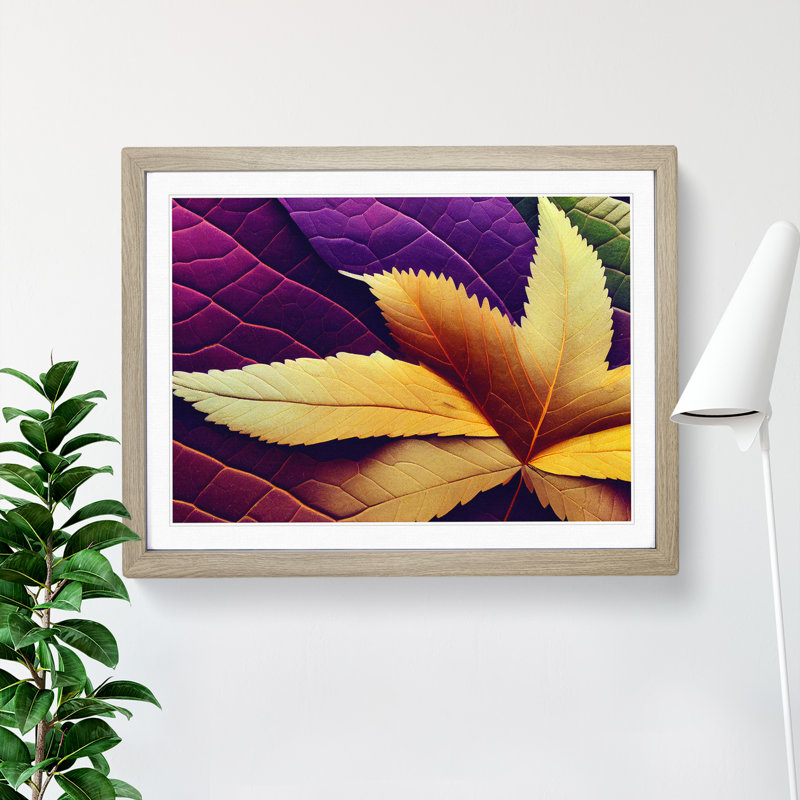 Legendary Autumn Leaf - Single Picture Frame Print, 25cm H x 34cm W x 2cm D, Oak Framed