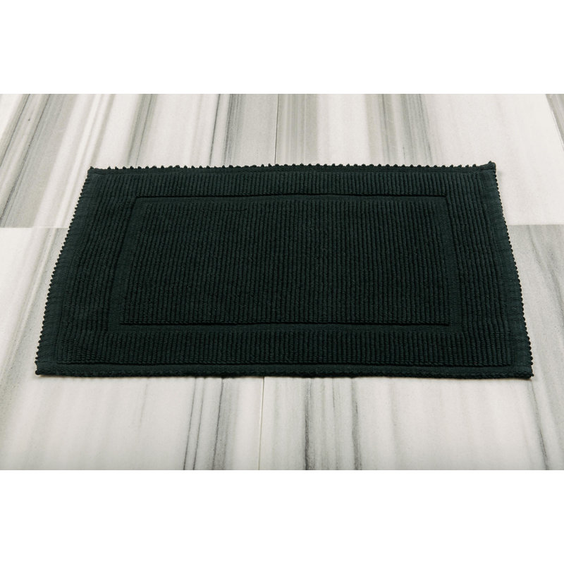 DIAMOND Turkish Cotton Bath Rug, Black, 24"W x 40"L