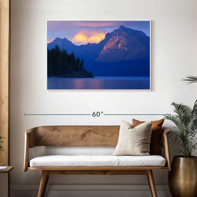 Scène de montagne du lac Mcdonald, Cadre flottant blanc, 43 po x 29 po
