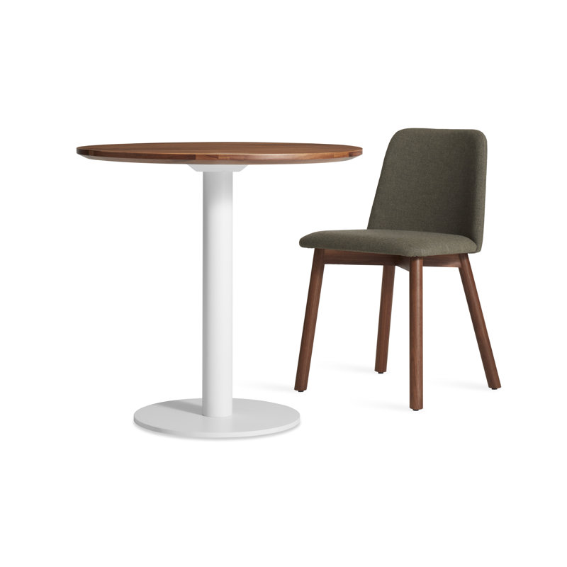 Easy Round Dining Table, Walnut, 29" H x 30" W x 30" L, Matte White