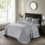 Couvre-lit réversible gris pour lit très grand avec bourre en coton stable et de qualité