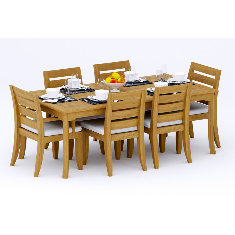 Ensemble de salle à manger 9 pièces en bois de teck de qualité A: table rectangulaire de 83 po et 8 chaises Atnas (2 et 6 chaises sans accoudoirs) # 11AT1802