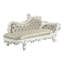 Banc ACME Vanaheim, cuir synthétique beige et finition blanc antique