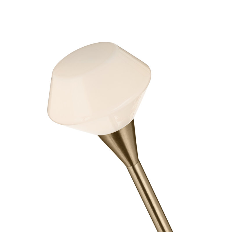 Lustre convertible moderne ajustable avec verre opale, H 19,75 po x l 5,25 po x P 39,5 po, Bronze, 4