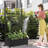 73"H×35"W Metal Planter Box with Trellis with Wheels-438873829