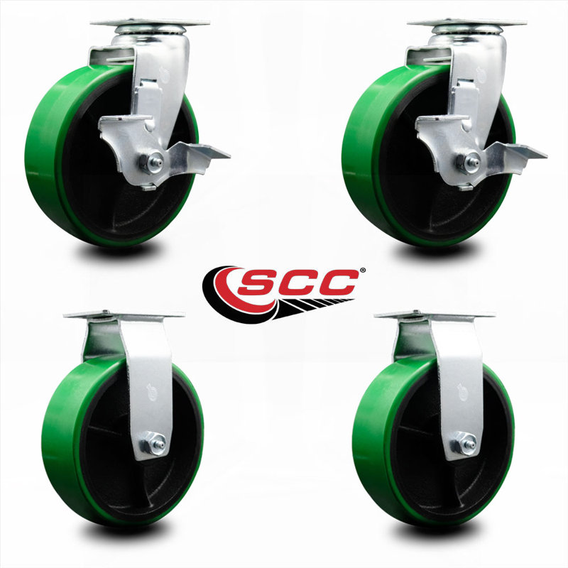 Ensemble de roues à roulettes pour boîte à outils - Poly vert sur roulettes pivotantes en fonte - SCC