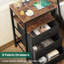 Table de chevet moderne avec station de charge, tiroirs en tissu et ports USB, noir anthracite-298993816