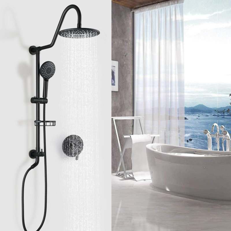 2-spray Shower System With Handshower In Matte Black (valve Included)