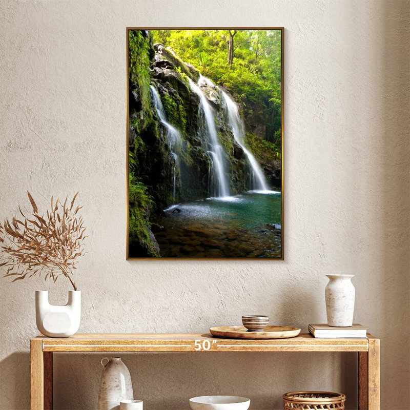 Hana Waterfalls, Floating Frame Gold, 25" x 37"
