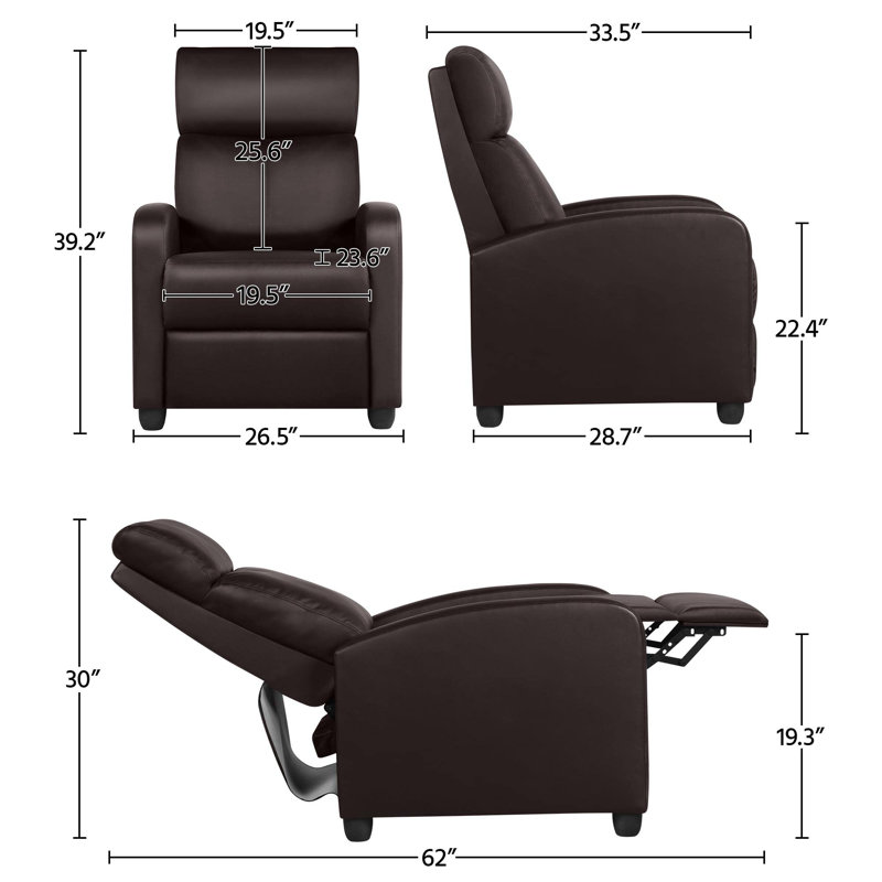 Fauteuil inclinable en cuir PU, Brun