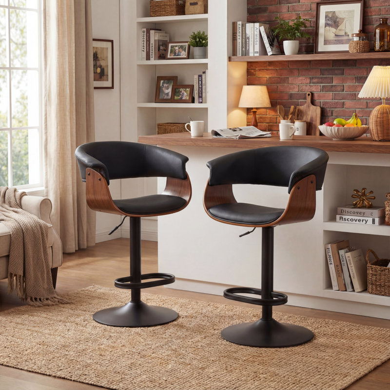 Tabourets de bar à hauteur réglable avec siège pivotant en tissu et dossier pour îlot de cuisine, bar et pub, 4, Beige