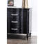 Table de chevet à 3 tiroirs en bois massif noir, pieds tournés en bois, poignées en cristal, style moderne avec touches, panneaux avant incurvés, tiroir supérieur doublé de feutre, barre à extension complète,