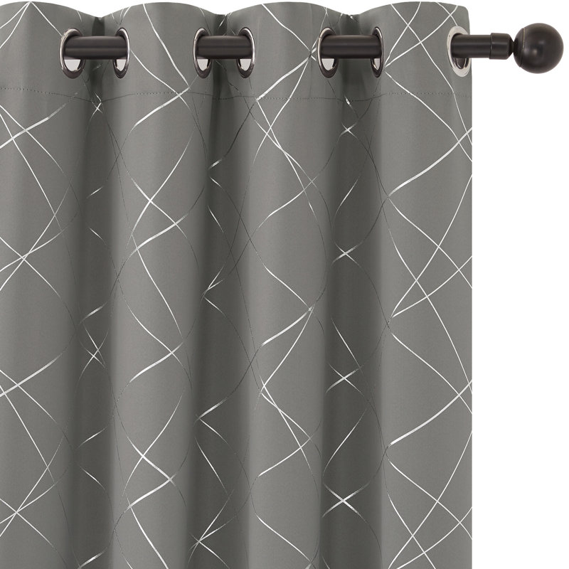 Cheol Blackout Curtain Pair, 66cm Width x 138cm Drop, Light Grey