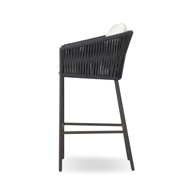 Porto Patio Bar Stool, 31.1", Black, Arashi Salt