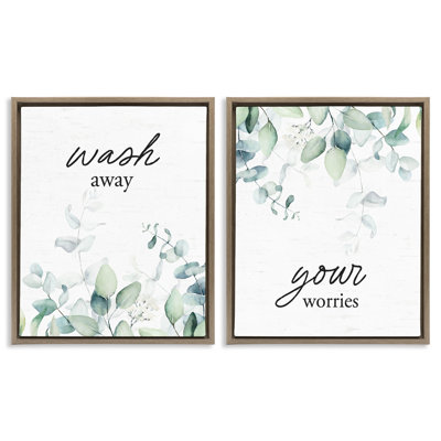 Wash Away Your Worries Leaves 2pc Floating Frame Set, design by Lettered and Lined
