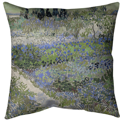 Coussin euro bluhender garten mit pfad
