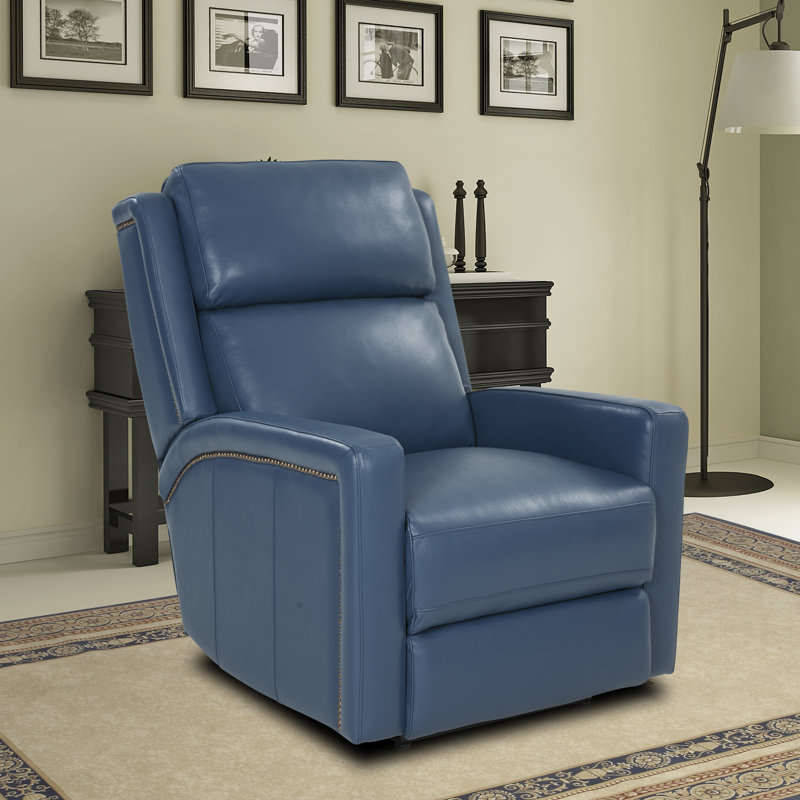 Fauteuil inclinable électrique Euphony Marisol Blue, Cuir véritable bleu