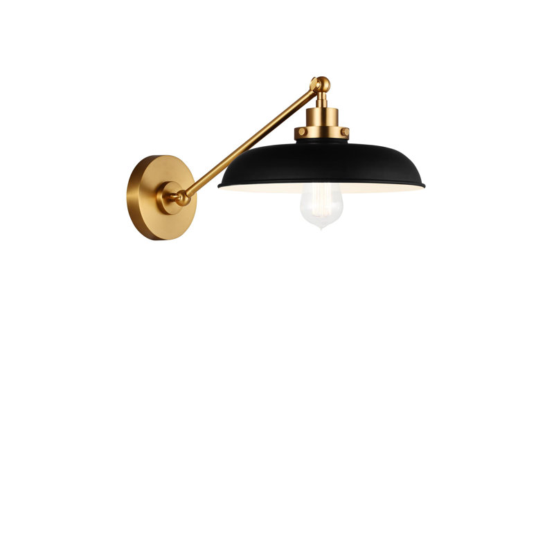 Wellfleet 1 - Light Armed Sconce, Burnished Brass, Midnight Black