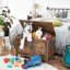 Coffre à jouets rétro avec rangement en bois avec charnière de sécurité et porte d'entrée