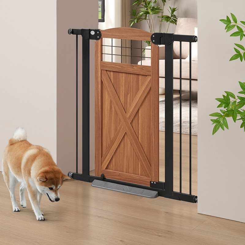 Pressure Mounted Pet Gate, 99.1cm H, Brown/Black