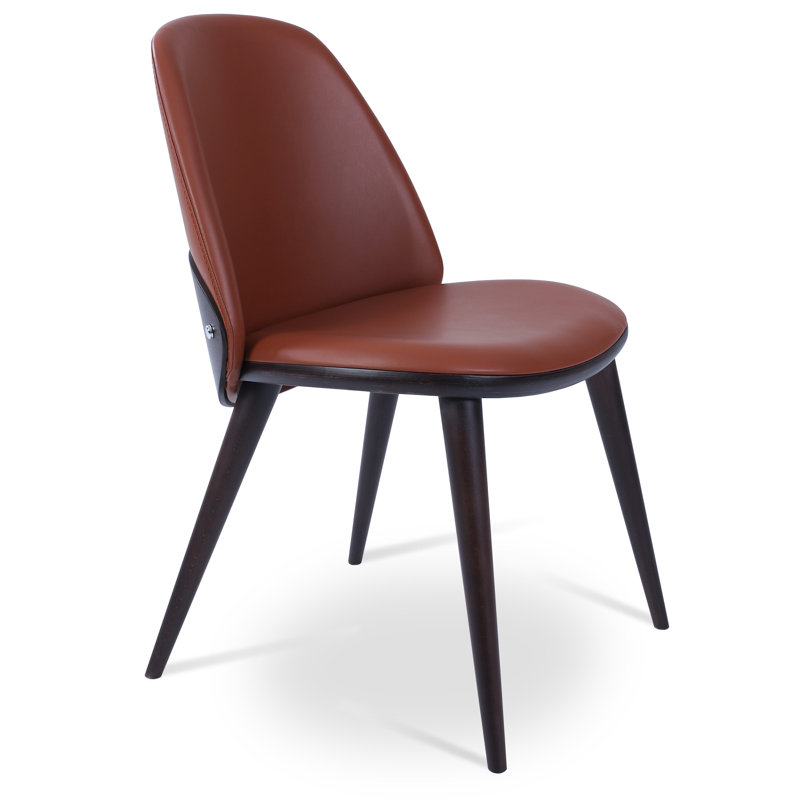 Chaise d'appoint rembourrée en bois massif Scheinuk, Cannelle
