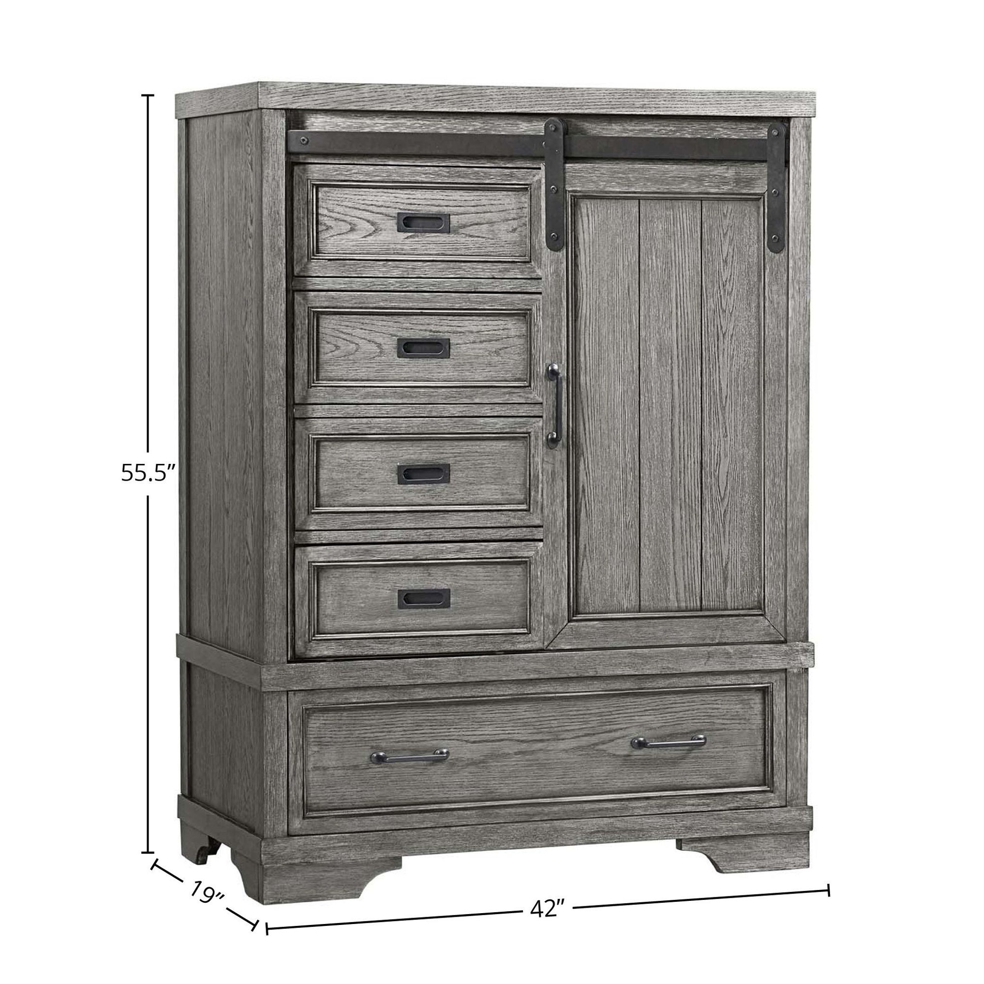 Danbury Traditional Wood Chifferobe, Brushed Pewter