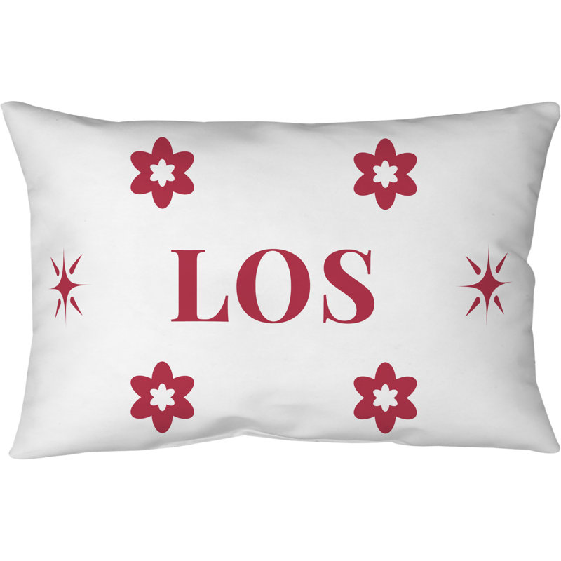 Coussin intérieur / extérieur LA, Blanc, rouge, LA, basketball, couleurs, Taie décorative matelassée, H 14 po x l 20 po