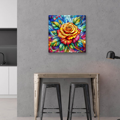 Epic Art 'Stained Glass Flower 1' by Rey Klimt Acrylic Glass Wall Art, 24" x 24"