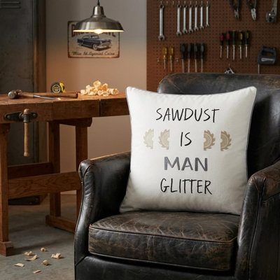 Coussin blanc scintillant Is Man Man