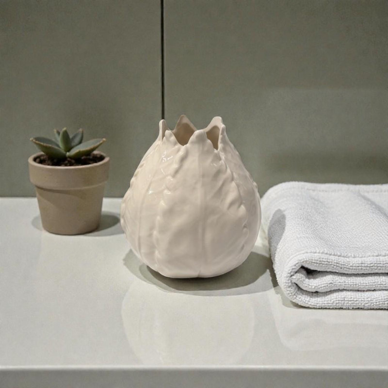 White Ceramic Leaf Vase