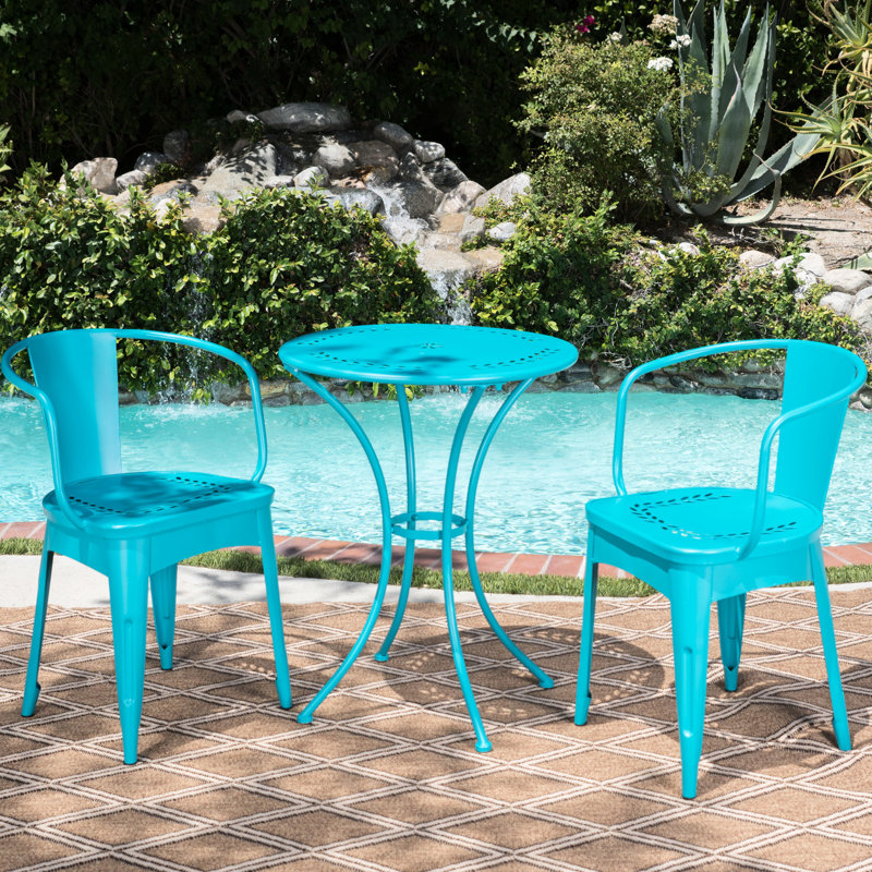 3 Powder Coated Iron Outdoor Key Holder In Teal 3 Pc Kd Metal Furniture -, Teal