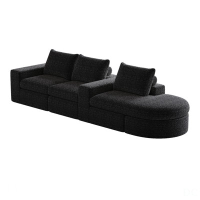 99-Inch Chenille Cloud Curved Sectional Sofa With Chaise, L-Shaped Modern Boneless Couch With Deep Seats, No Assembly Required