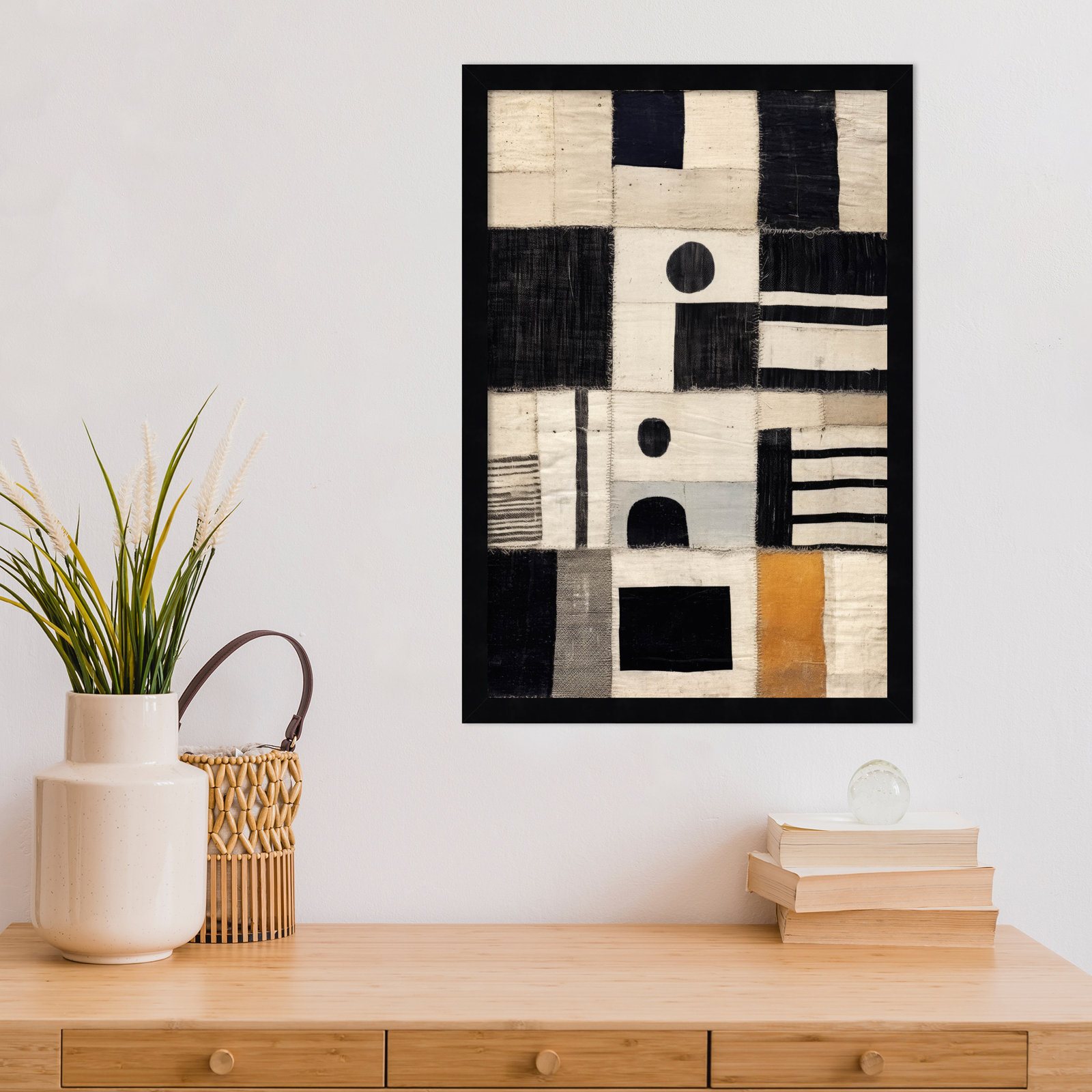Galya "Sewn Fabric" Print by Treechild, Black, 21" H x 15" W