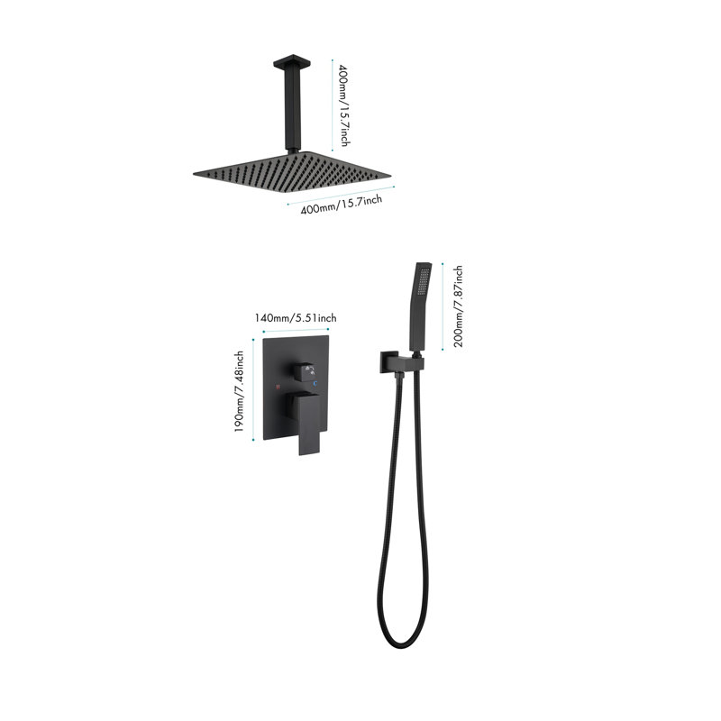 Ceiling Mounted Shower System with Handheld Shower