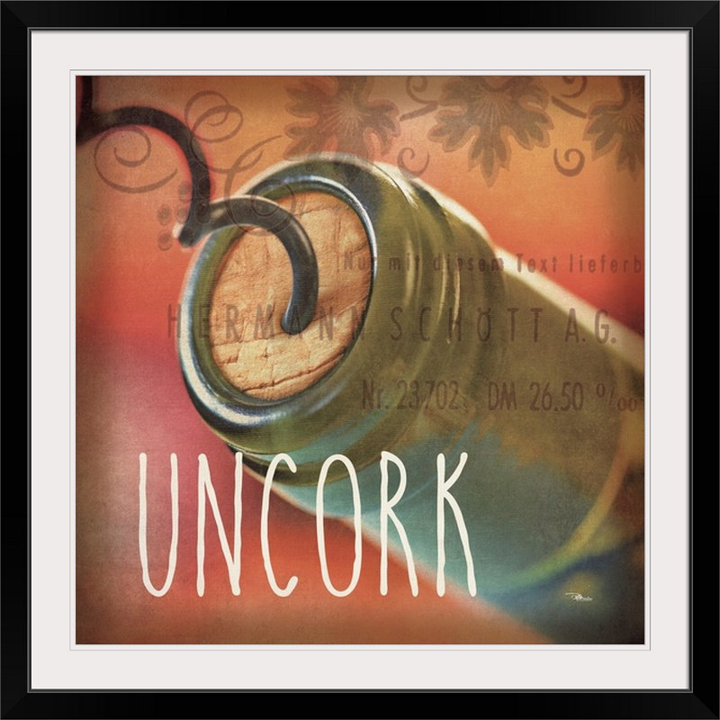«ix, impression Wine Collage, H 28 x l 28 po x P 1 po, Cadre noir