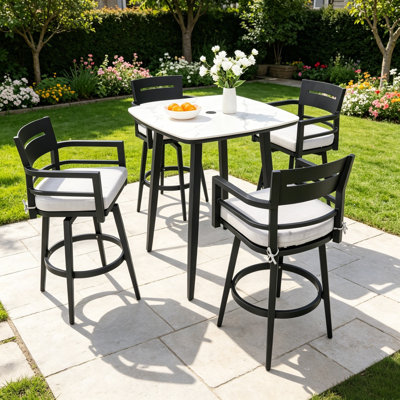 Tabourets de bar pivotants d'extérieur haut de gamme en aluminium avec coussin Sunbrella®