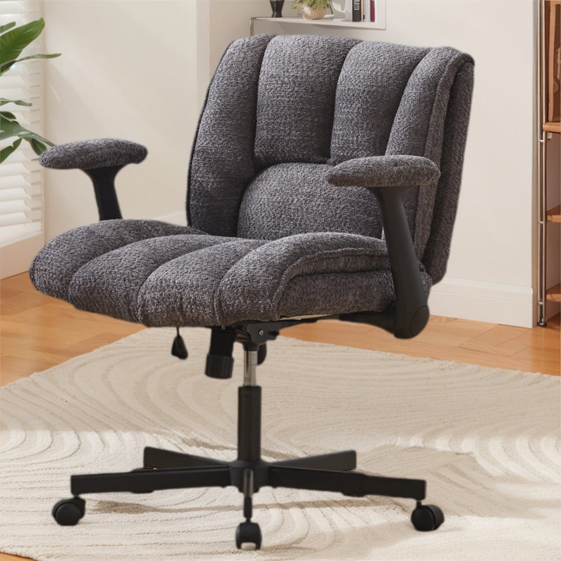 Criss Cross Home Office Chair With Adjustable Backrest,Swivel Wheels And Adjustable Armrest, Gray